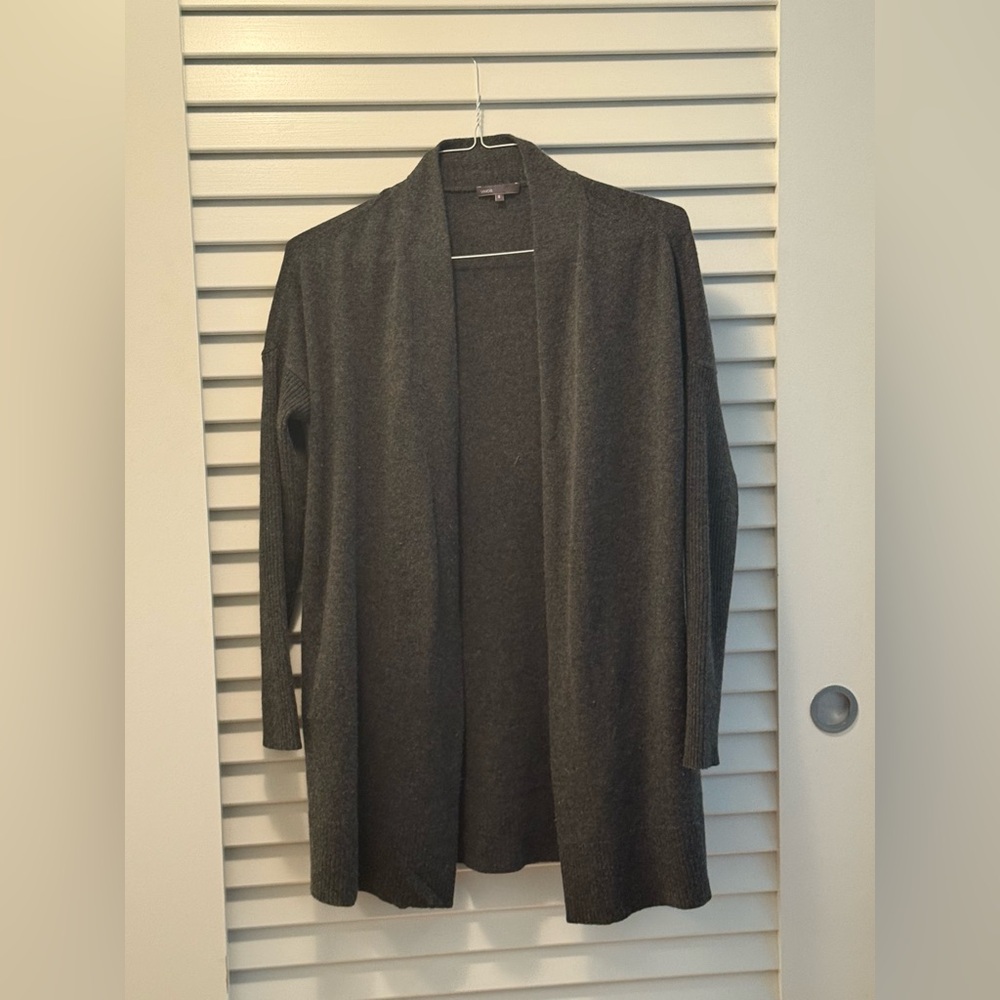 Vince Cashmere Charcoal Open Front Cardigan